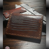 Leather Distressed Flag Bi-Fold Wallet - GRITGEAR™ Apparel