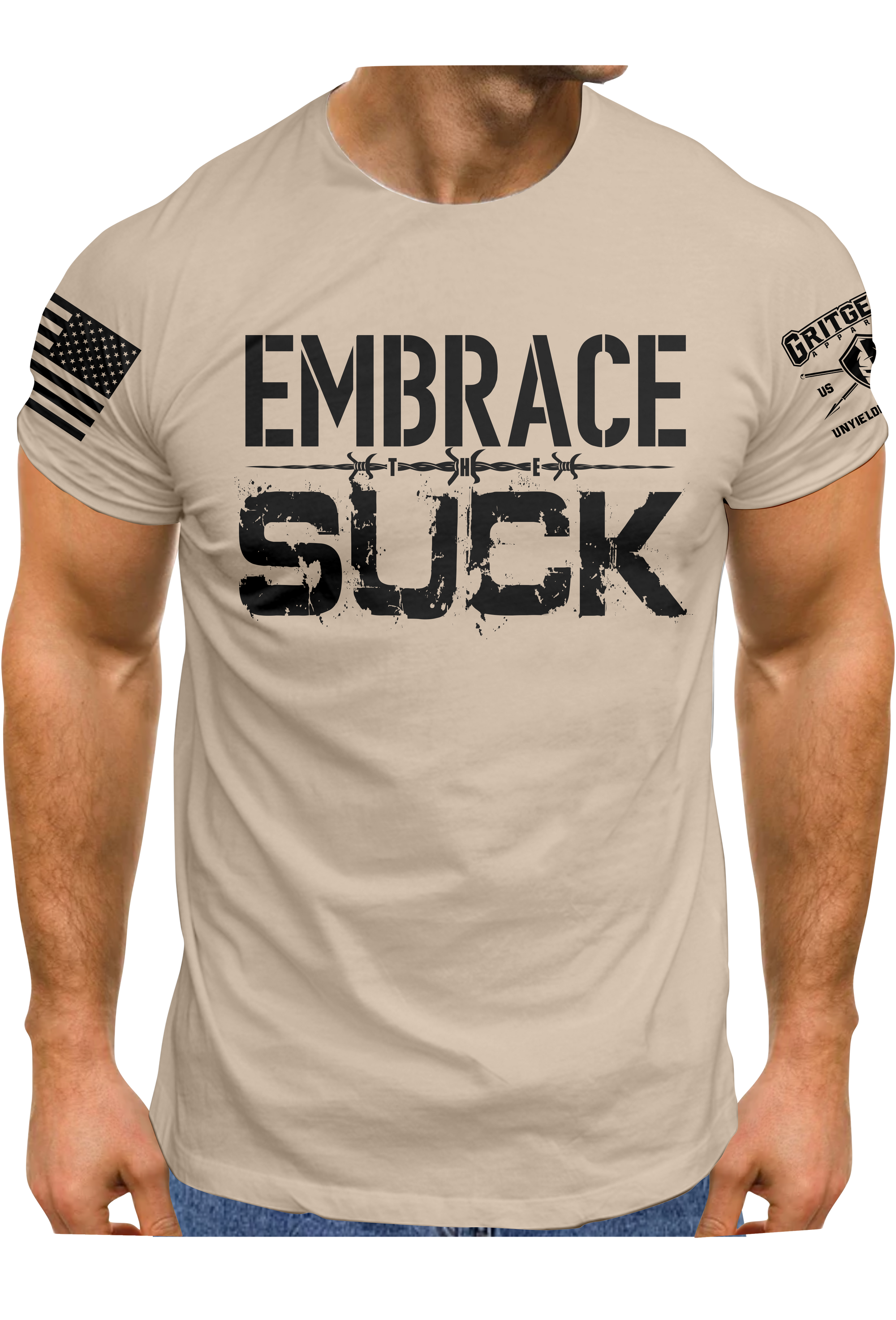 Embrace The Suck Barbwire Military Green T-shirt | Grit Gear Apparel