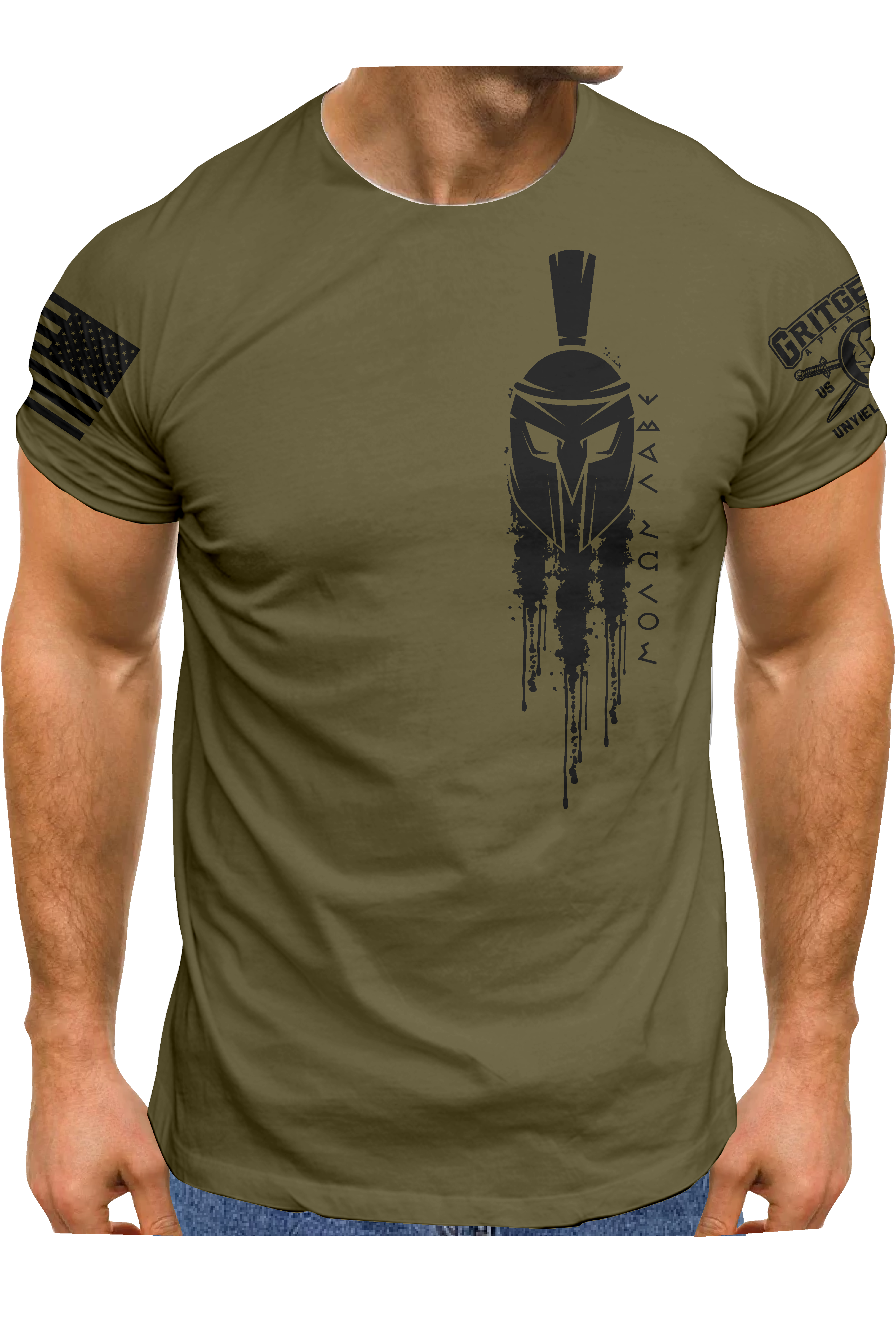 Molon Labe Helmet Side T-shirt | Grit Gear Apparel ®