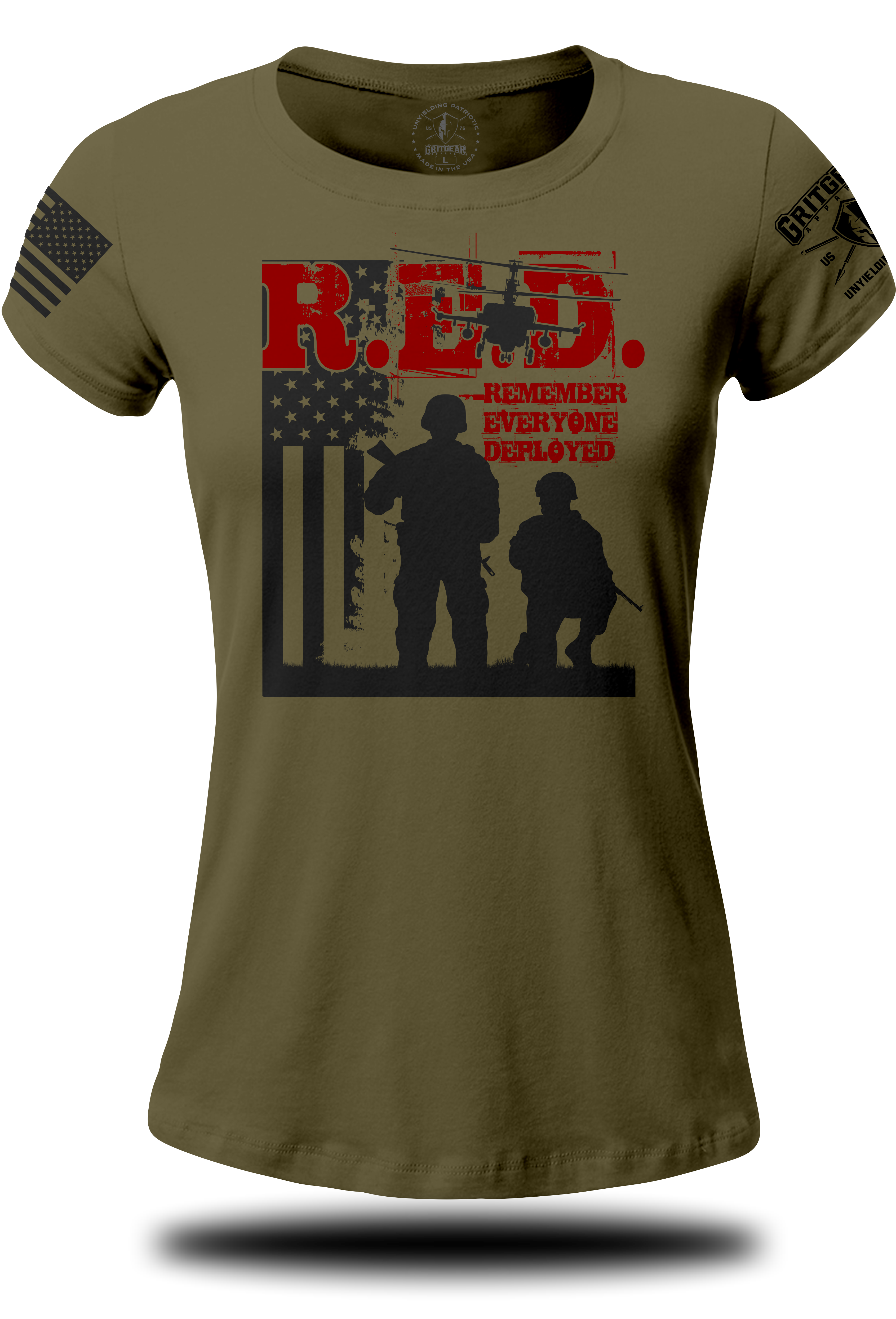RED Two Soldiers Chopper Ladies T-shirt | Grit Gear Apparel ®