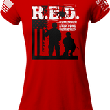 RED Two Soldiers Chopper Ladies T-shirt | Grit Gear Apparel ®