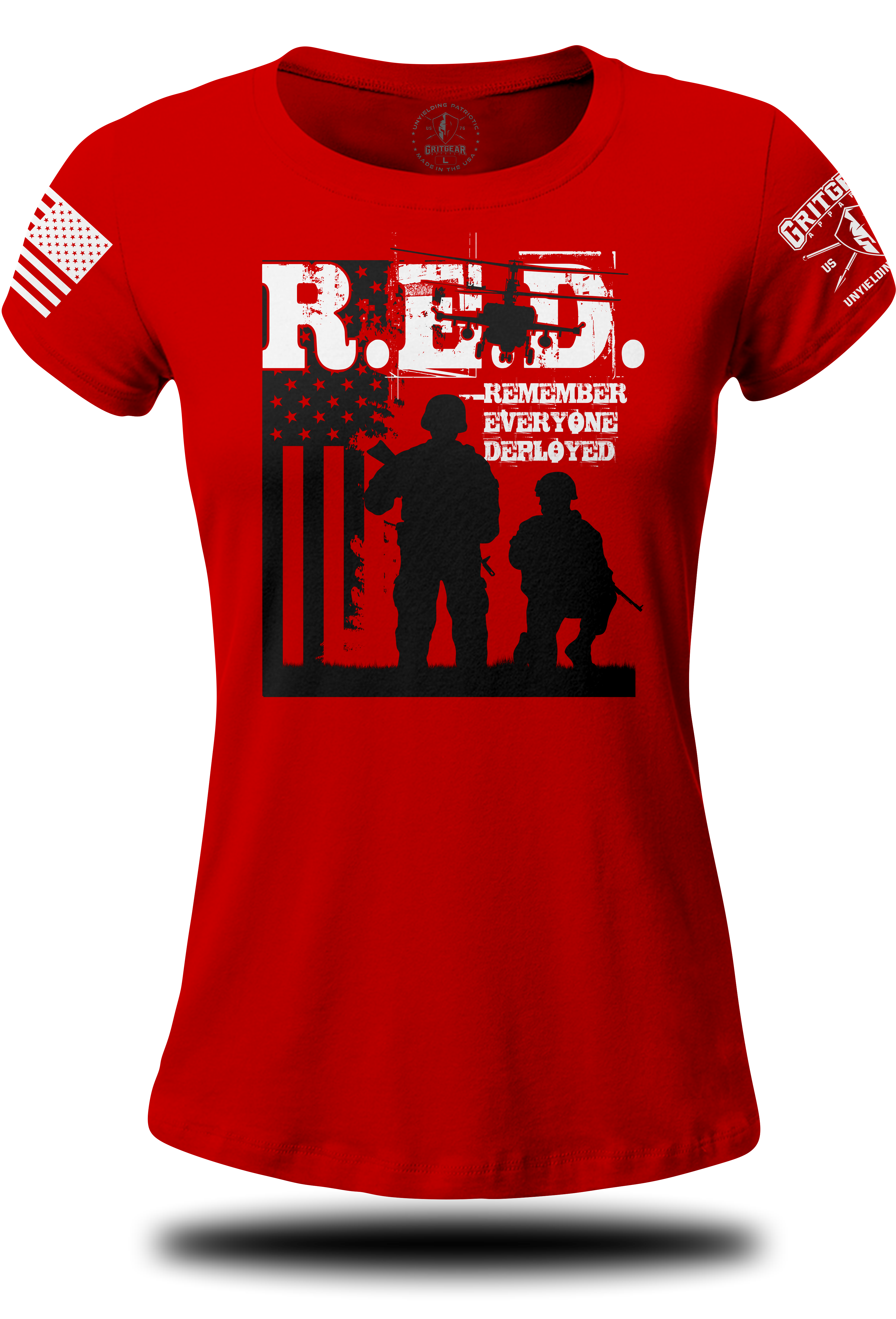 RED Two Soldiers Chopper Ladies T-shirt | Grit Gear Apparel ®