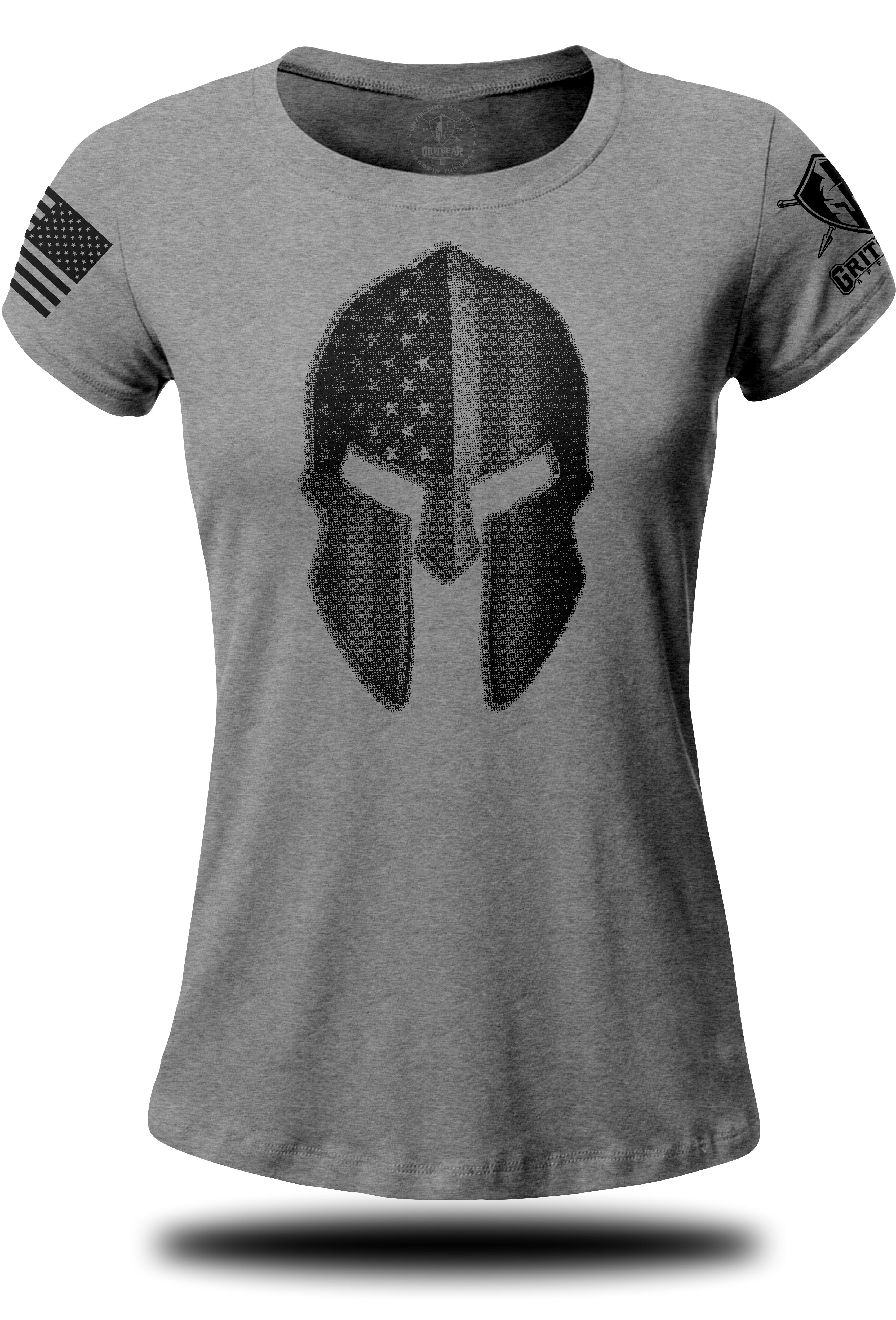Spartan Helmet Stars and Stripes Ladies T-shirt | Grit Gear Apparel ®