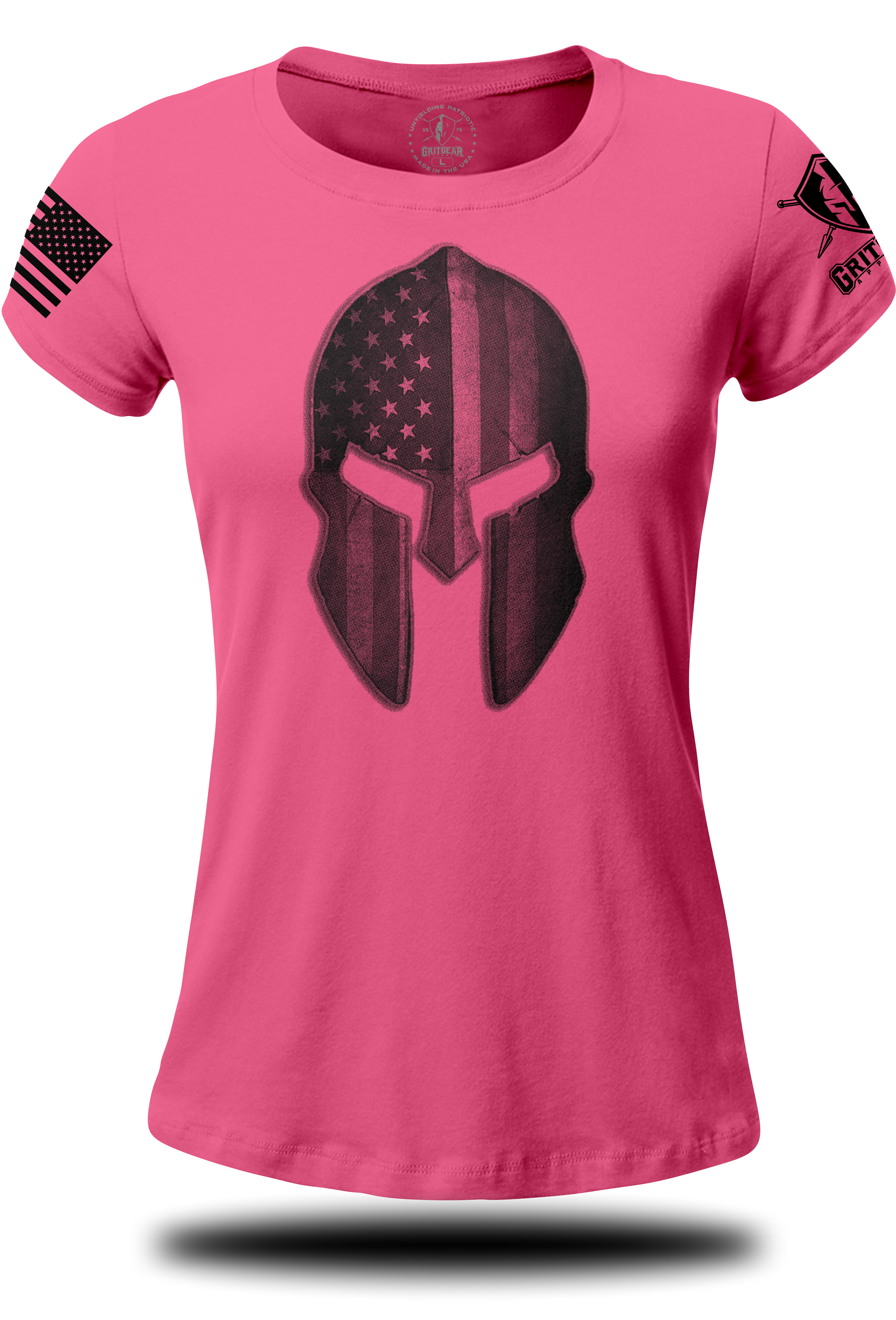 Spartan Helmet Stars and Stripes Ladies T-shirt | Grit Gear Apparel ®