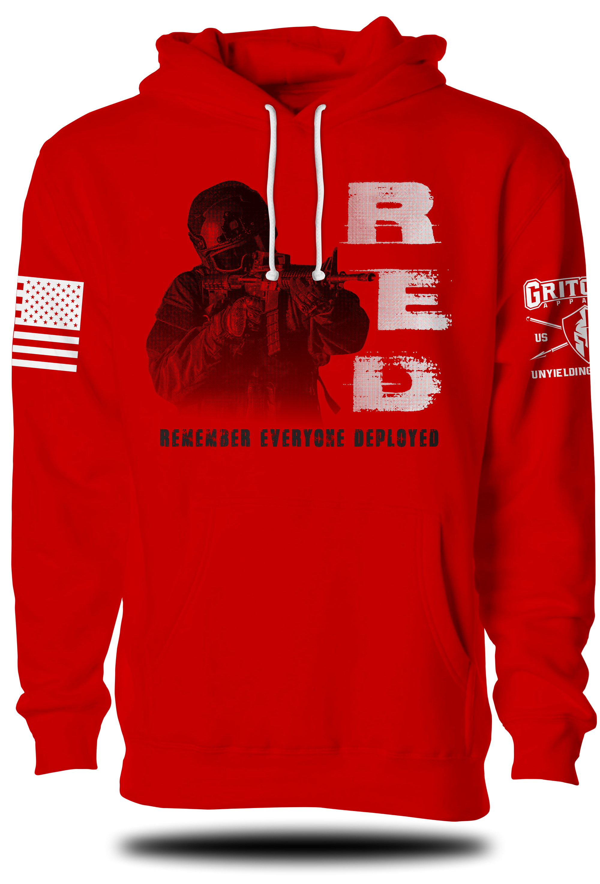 Fighting Soldier RED Hoodie | Grit Gear Apparel ®