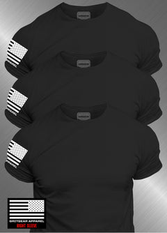 3 Pack Black T-shirt Right Sleeve | GRITGEAR™ Apparel