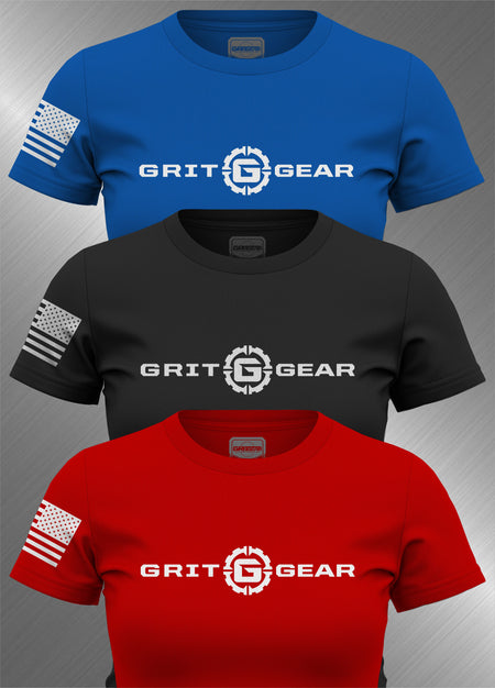 3 Pack of Women's Relaxed Fit Straight Logo Tee's | GRITGEAR™ Apparel