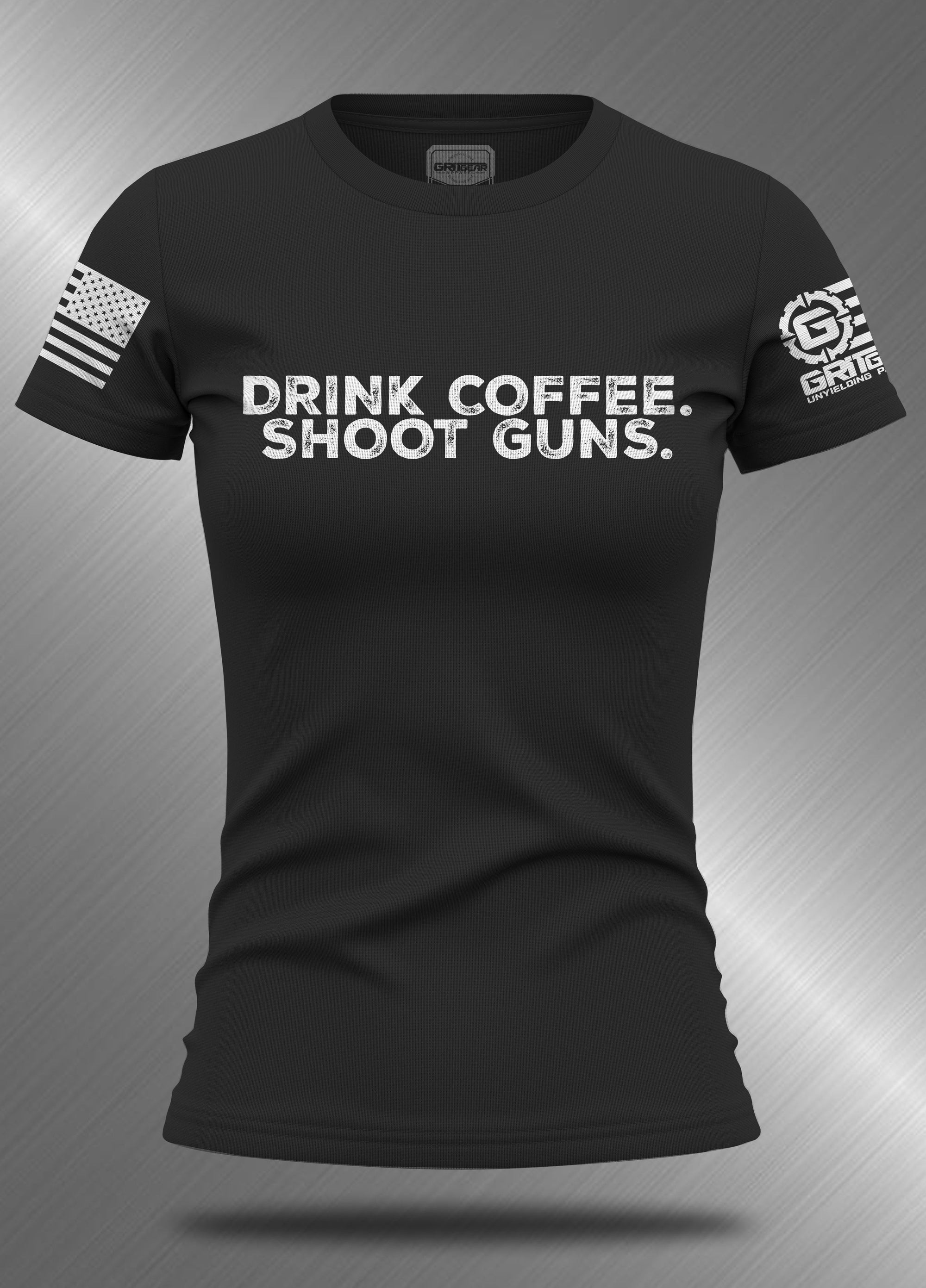 Drink Coffee Shoot Guns Women's RELAXED T-Shirt | GRITGEAR Apparel