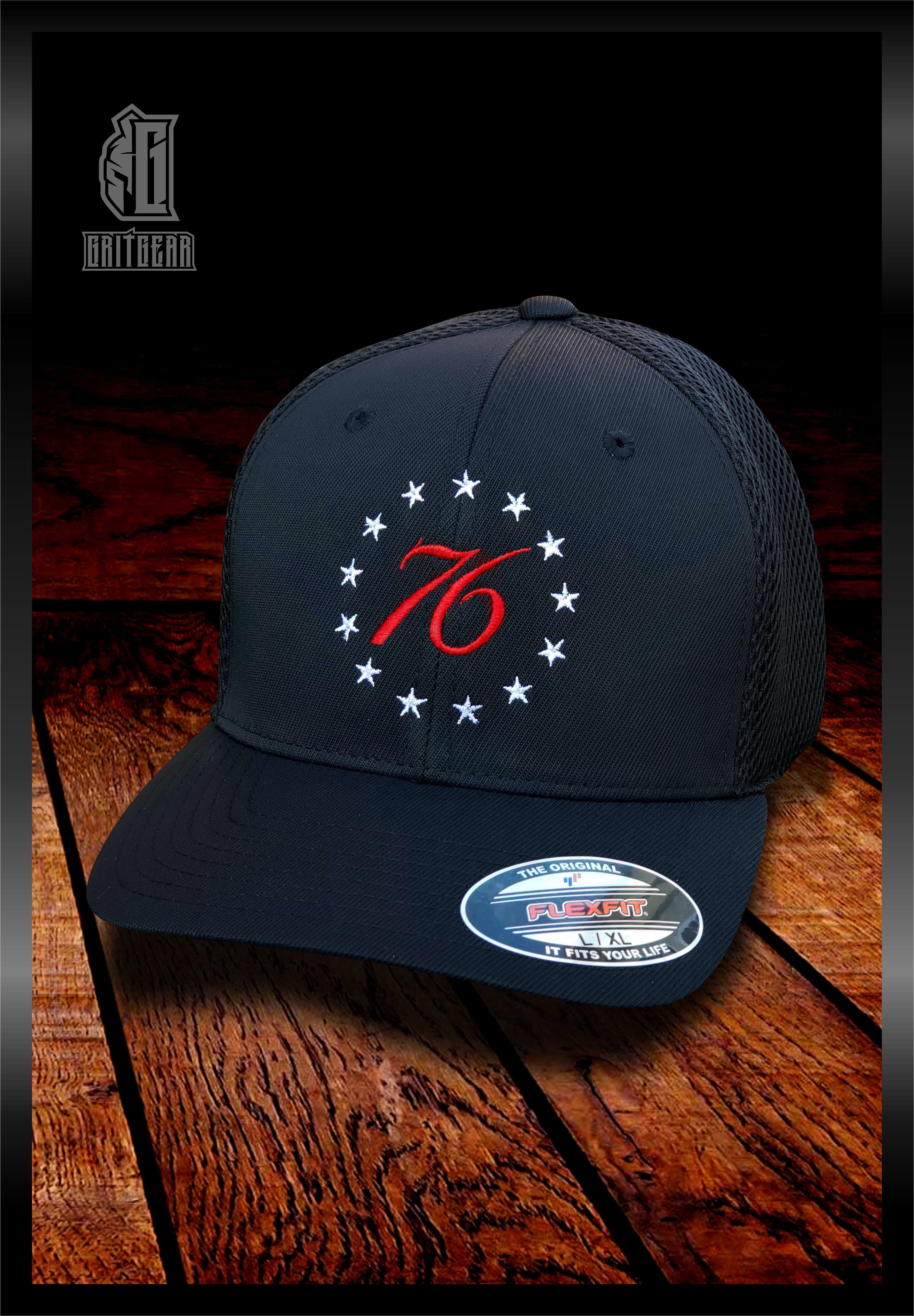 13 Star 76 Embroidered Hat | Grit Gear Apparel L-XL (7 1/8 - 7 5/8) / Black