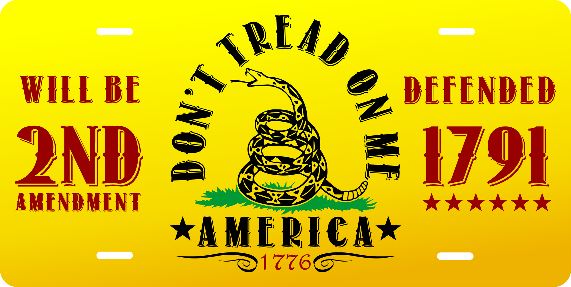 Don't Tread On Me 2nd Amendment License Plate | Grit Style Gear