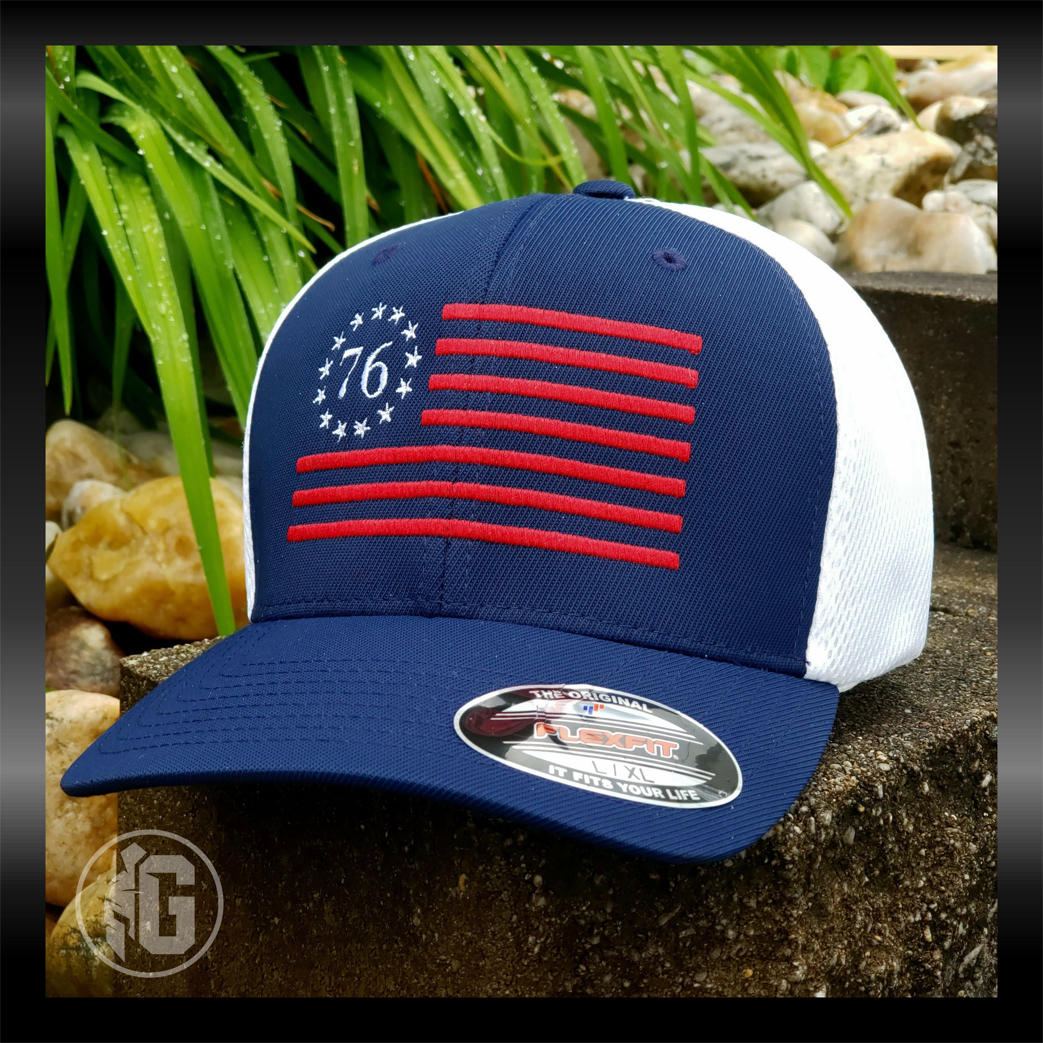 Fishing Distressed American Flag Snapback Trucker Hat