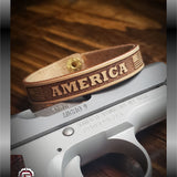 America Leather Bracelet Cuff Natural | GRITGEAR Apparel