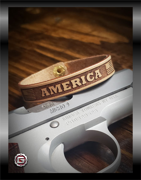 America Leather Bracelet Cuff Natural | GRITGEAR Apparel