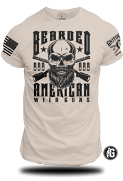 Bearded American Skull W/ Guns - Tee | Grit Gear Apparel 