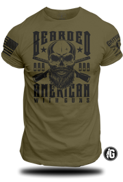 Bearded American Skull W/ Guns - Tee | Grit Gear Apparel 