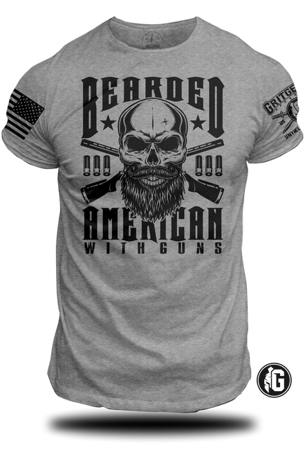 Bearded American Skull W/ Guns - Tee | Grit Gear Apparel 