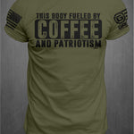 Fueled by Coffee and Patriotism T-Shirt | GRITGEAR™ Apparel