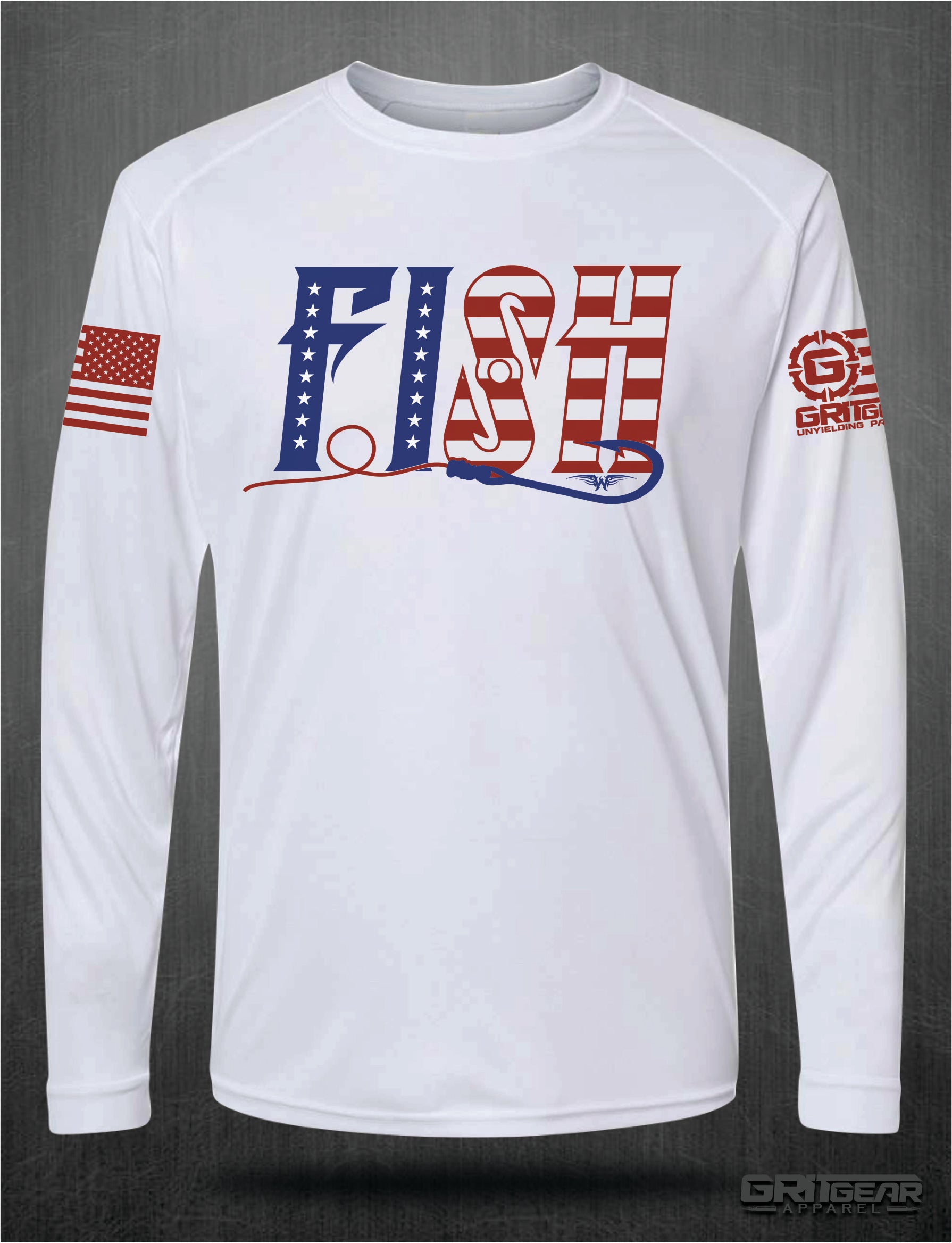 Ryan Weaver FISH Stars and Stripes LS Dry Fit | Grit Gear Apparel