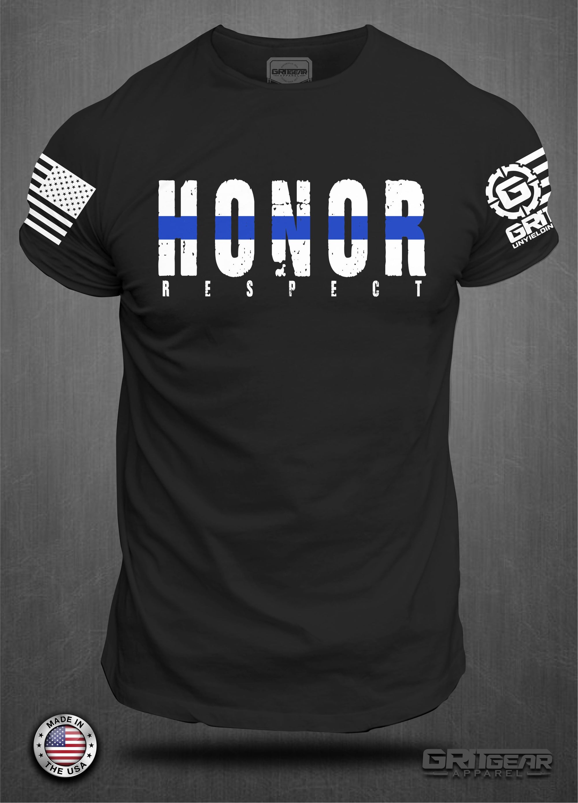 Honor Respect Blue Line T-Shirt | GRITGEAR ™ Apparel