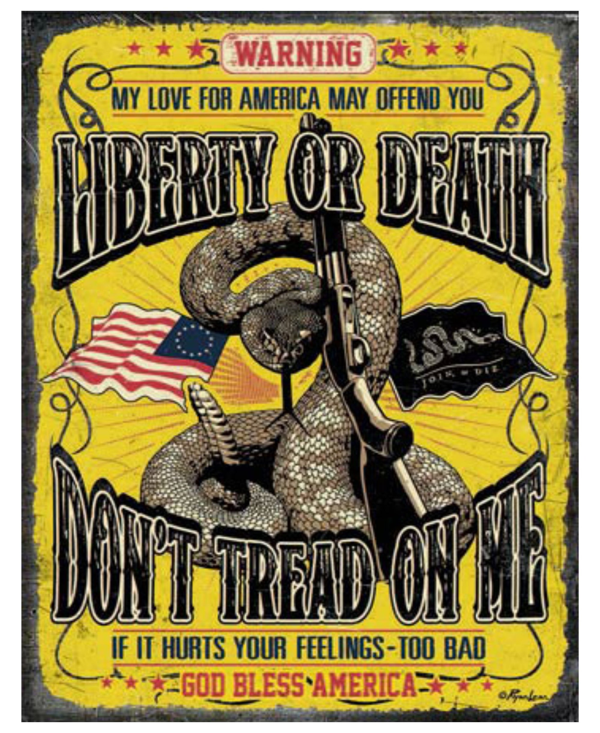 Don't Tread on Me - Liberty or Death Tin Sign