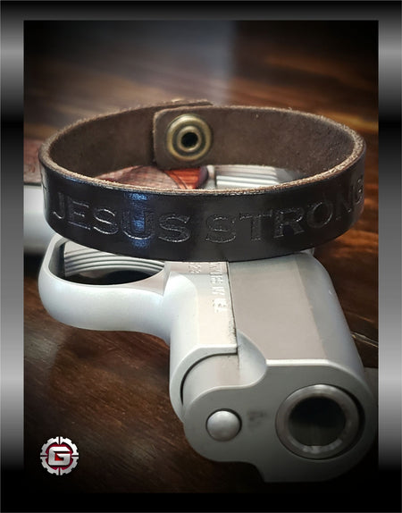 Leather Jesus Strong Bracelet Cuff | GRITGEAR Apparel