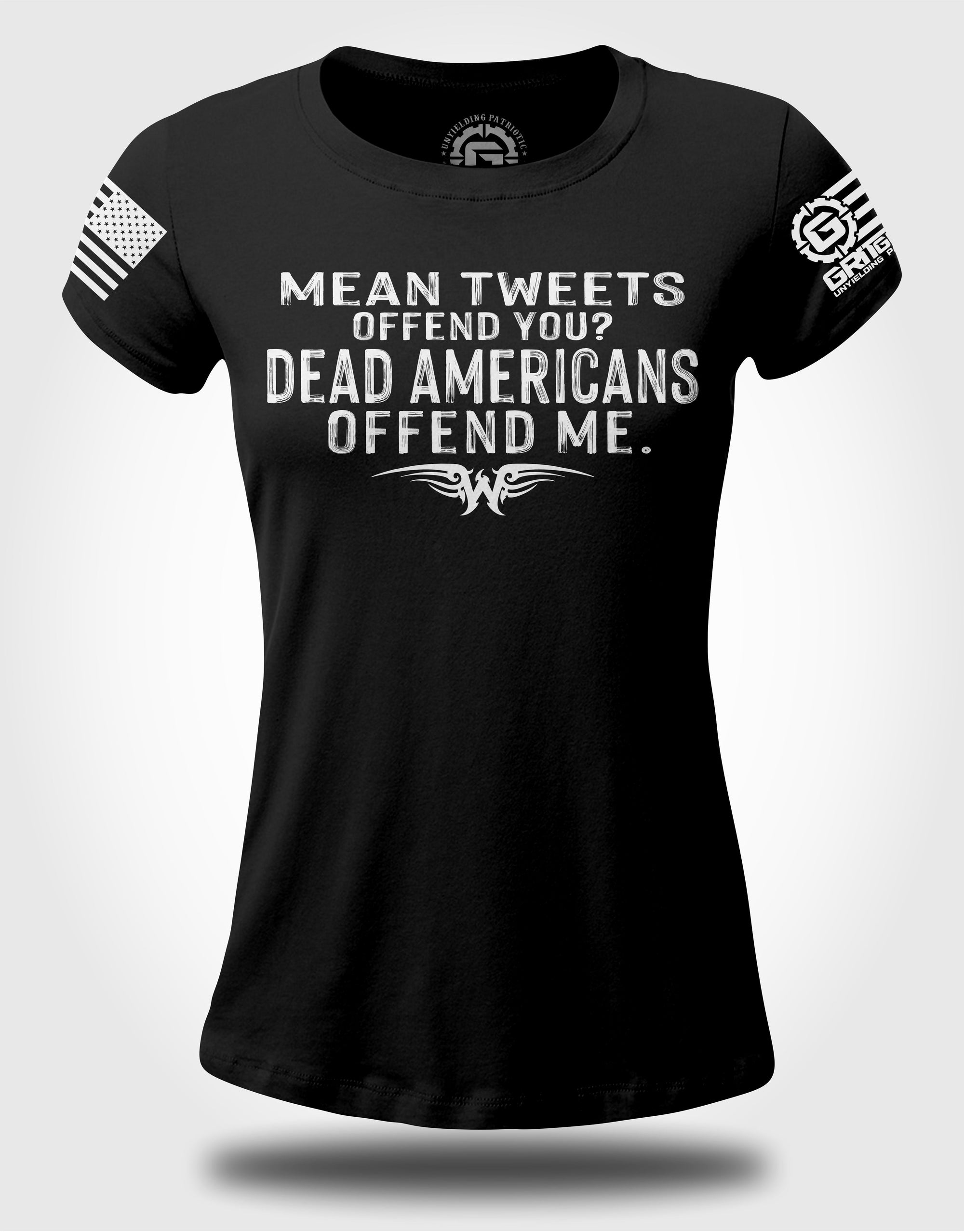 Ryan Weaver - Mean Tweets, Dead Americans LADIES Slim Fit T-shirt | Grit Gear Apparel