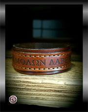 Leather Molon Labe Cuff Bracelet | GRITGEAR Apparel