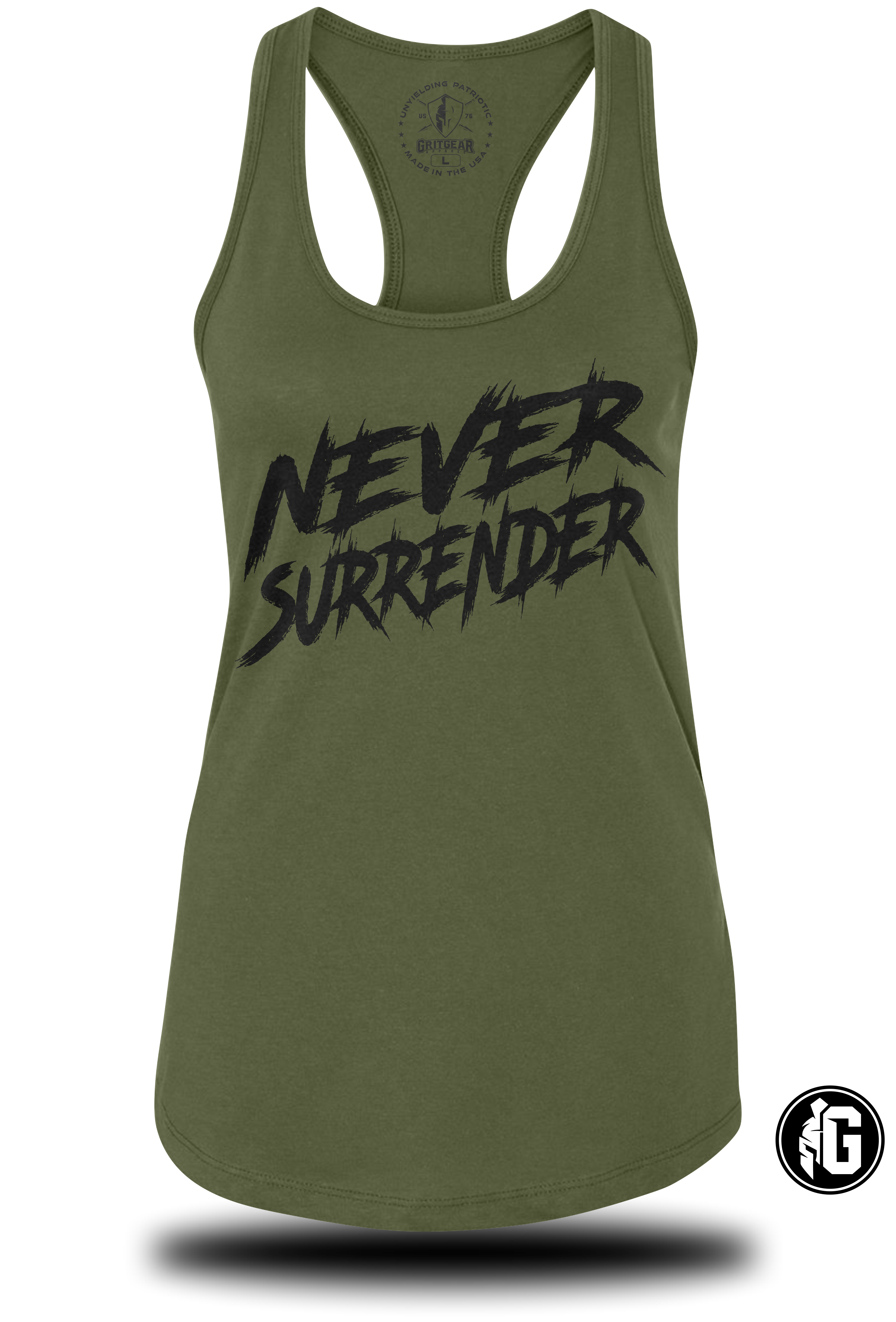 Never Surrender Ladies RacerBack Tank | Grit Gear Apparel ®