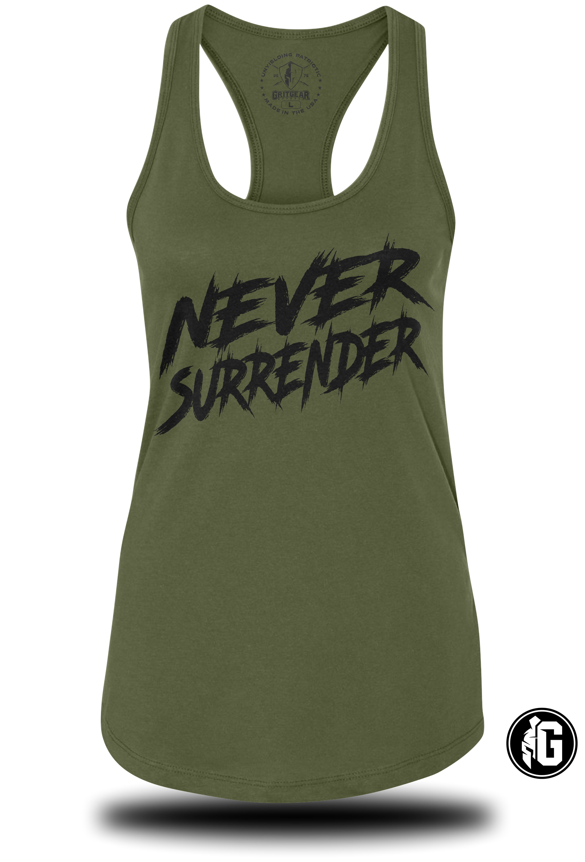 Never Surrender Ladies RacerBack Tank | Grit Gear Apparel ®