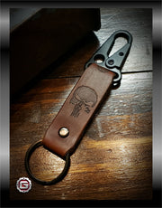 Laser Engraved Punisher Leather Key Fob | GRITGEAR™ Apparel