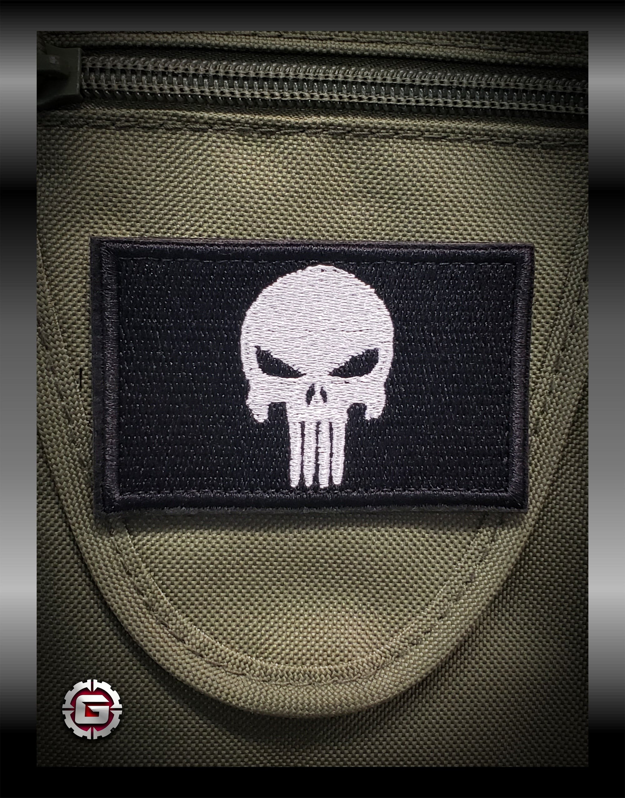 Punisher Black & White Embroidered Patch | GRITGEAR™ Apparel