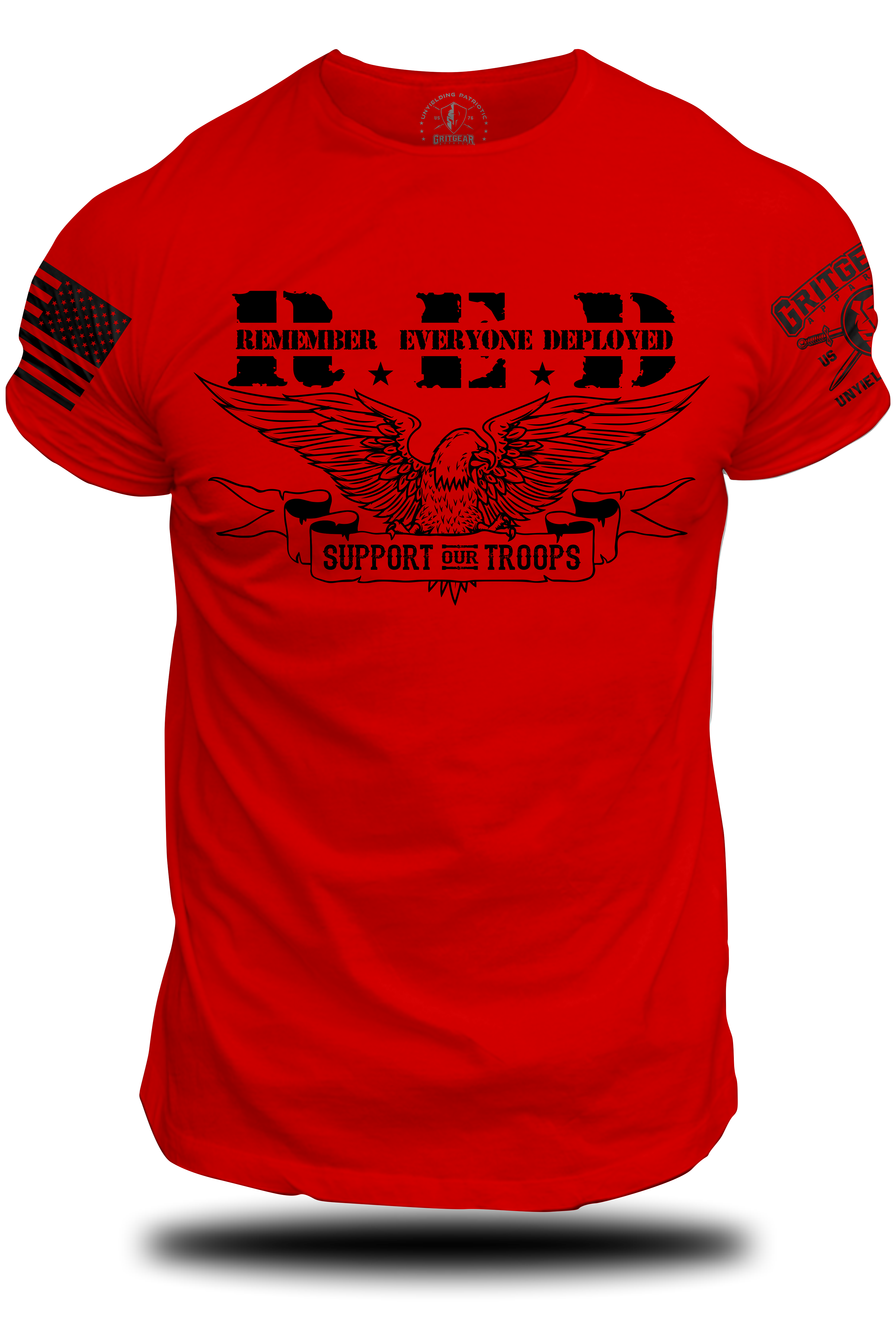 RED - Eagle Support Our Troops Tee | Grit Gear Apparel® 