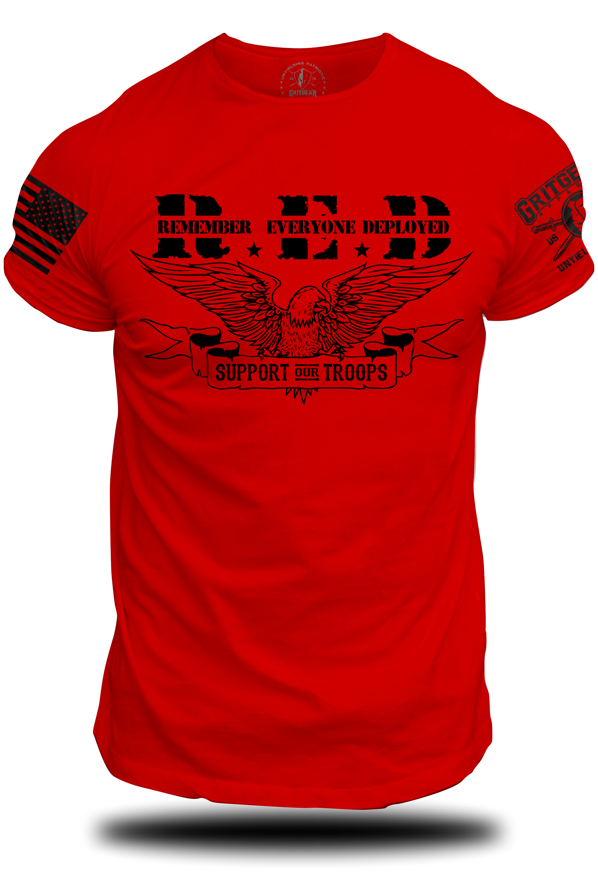RED - Eagle Support Our Troops Tee | Grit Gear Apparel® 