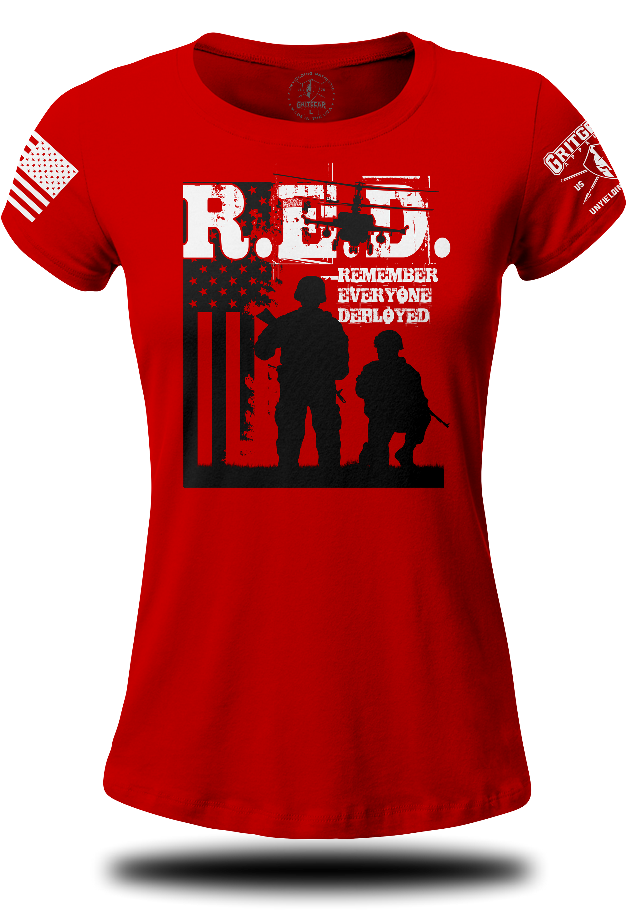 RED Two Soldiers Chopper Ladies T-shirt | Grit Gear Apparel ®