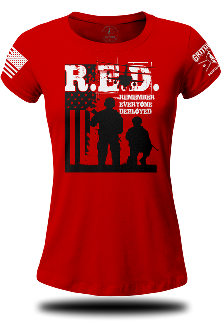 RED Two Soldiers Chopper Ladies T-shirt | Grit Gear Apparel ®