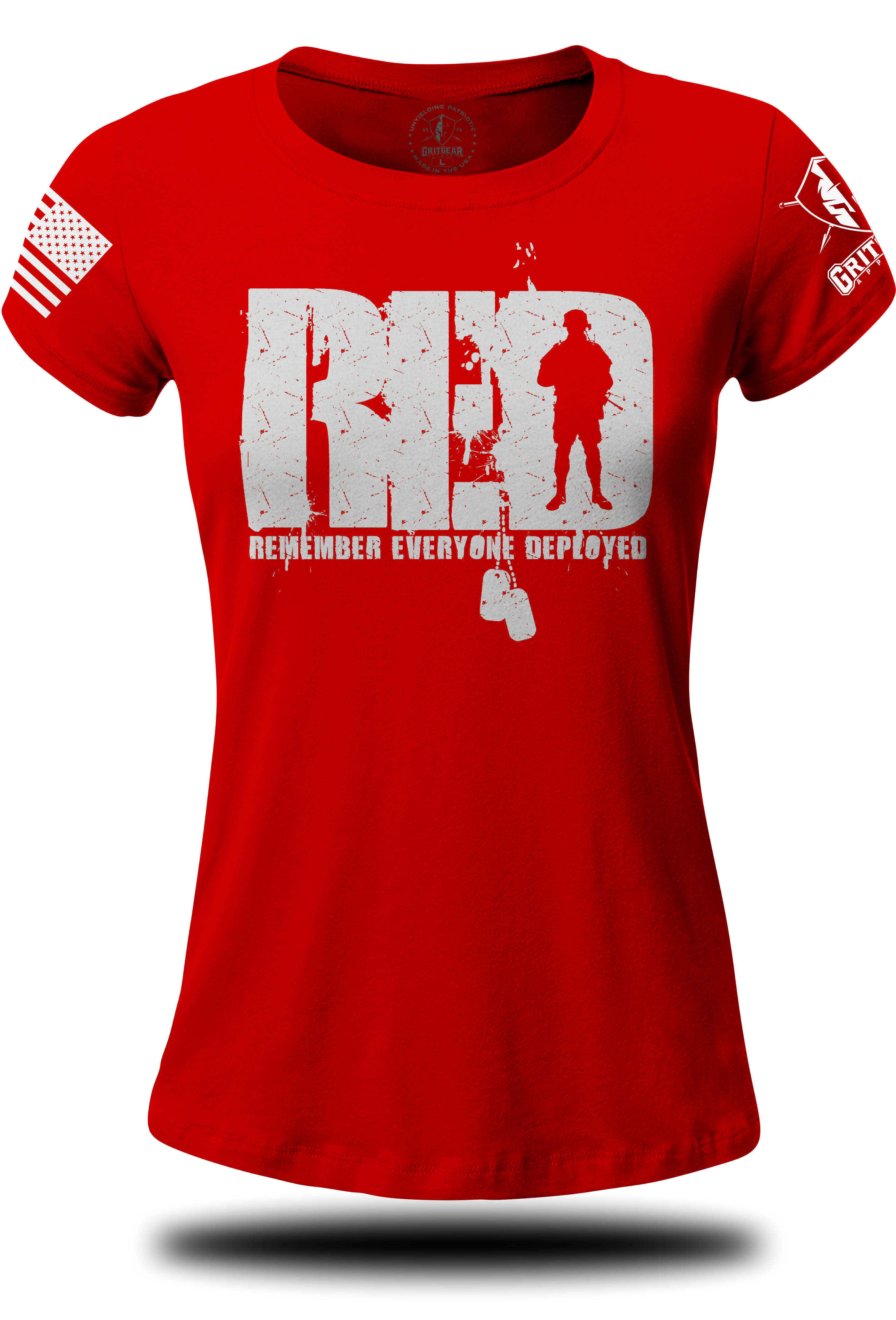 RED Standing Soldier Ladies Tee | Grit Gear Apparel