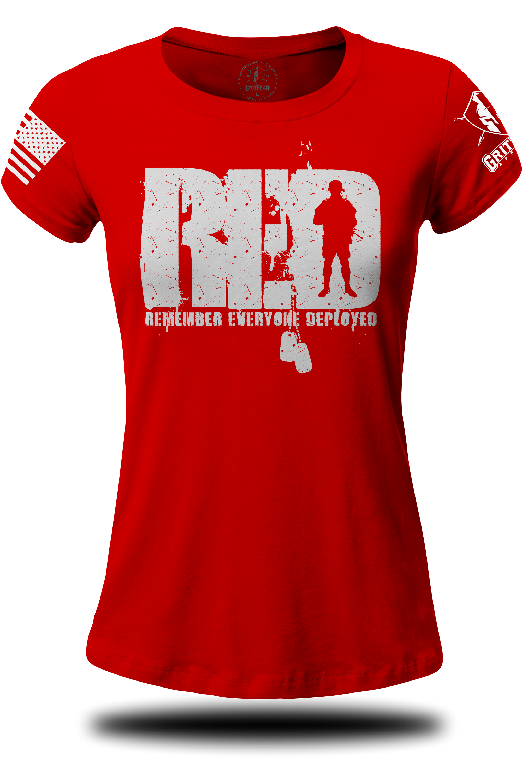 RED Standing Soldier Ladies Tee | Grit Gear Apparel