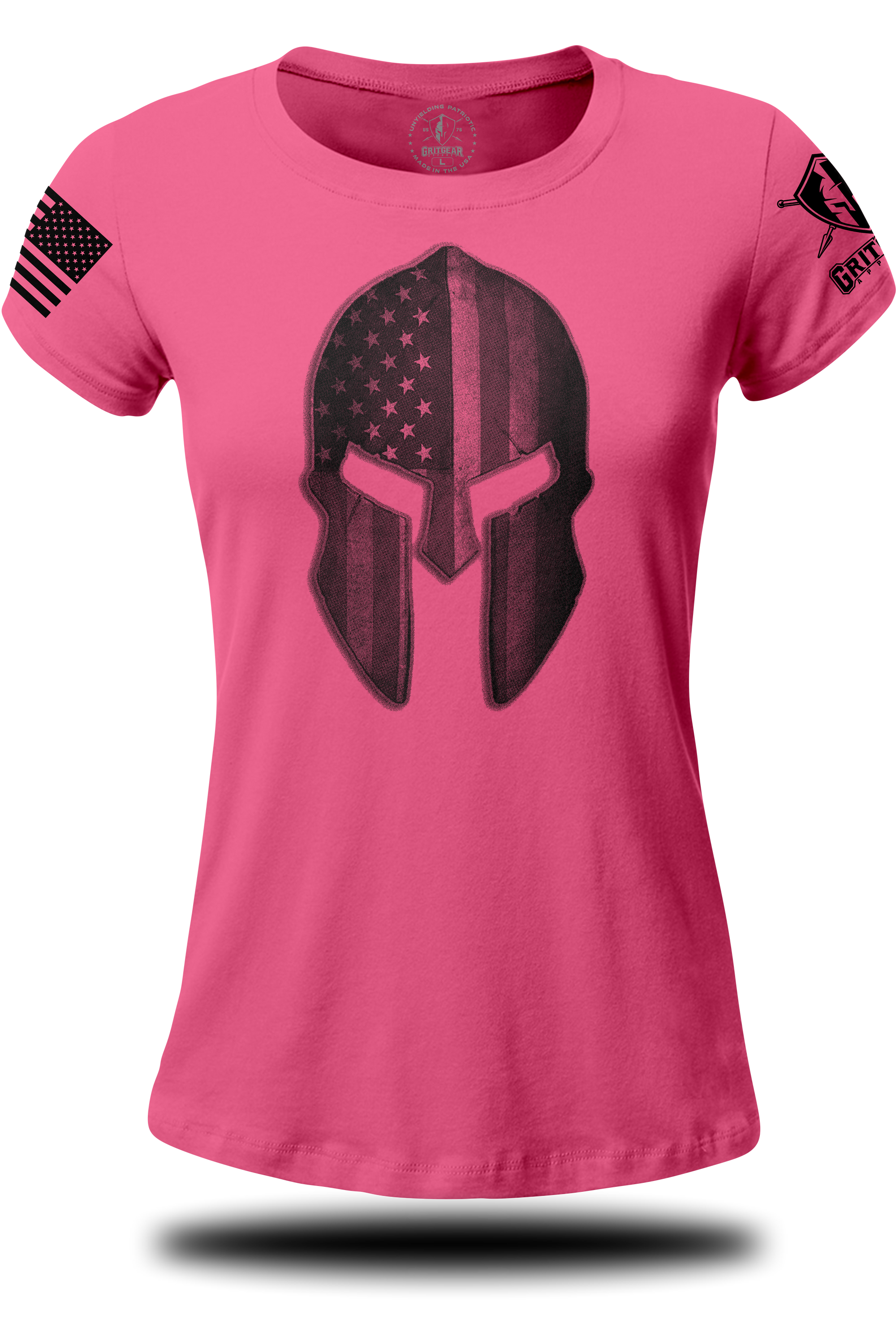 Spartan Helmet Stars and Stripes Ladies T-shirt | Grit Gear Apparel ®