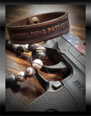 Unyielding Patriotic Leather Bracelet Cuff | GRITGEAR Apparel