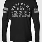 Veterans Day 11.11.11 Ryan Weaver LONG SLEEVE T-shirt | Grit Gear Apparel